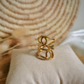 Jolie bague pour femme en acier inoxydable doré 