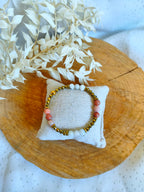 Bracelet en hematite dorée avec péristerite et aventurine rose dans la gamme des petits plaisirs
