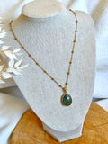 Magnifique collier sur acier inoxydable avec Pierre sertie de jaspe africain 