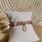 Magnifique bracelet composé de pierres de soleil naturelles monté sur fil élastique 
