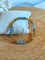 Retrouver ce joli bracelet en hematite doré et labradorite dans la gamme des petits plaisirs a moins de 20 €