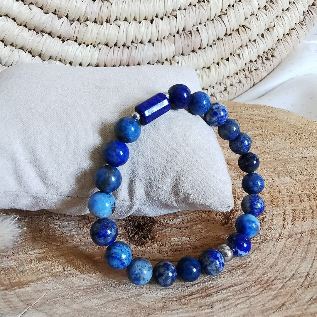 Très beau bracelet En pierre naturelle de Lapis lazuli 