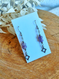 Boucles d'oreilles en acier noxydable avec de belles pierres d'améthyste