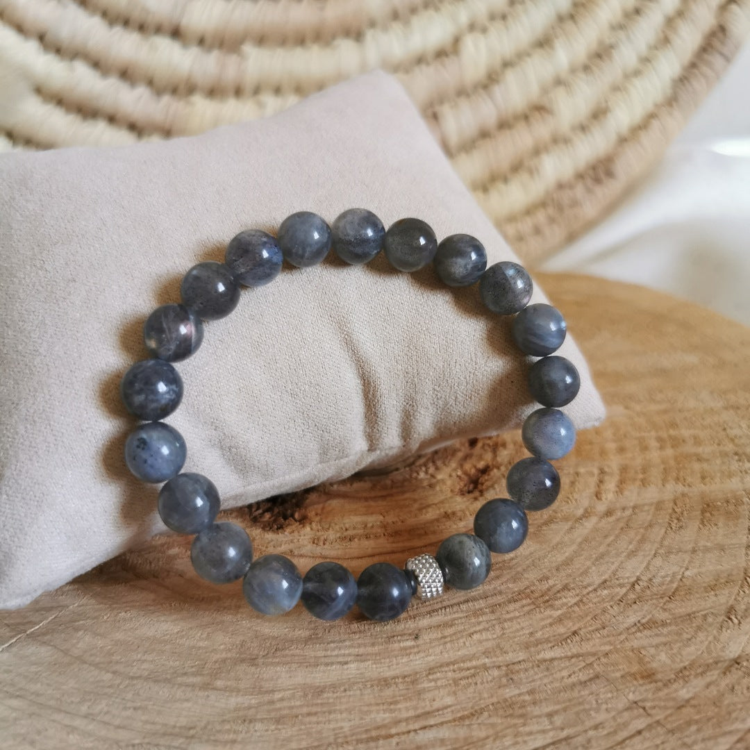 Très joli bracelet en pierres  naturelles de labradorite en 8 mm