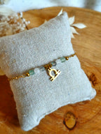 Pour les femmes balance voici un bracelet en acier inoxydable avec les pierres naturelles de aventurine, quartz rose et labradorite
