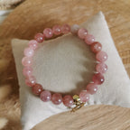Bracelet sur fil élastique, pierres de soleil naturelle
