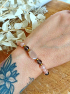 Bracelet avec la pierre de lune accompagnée de quartz fumé ,superbe bracelet de lithothérapie