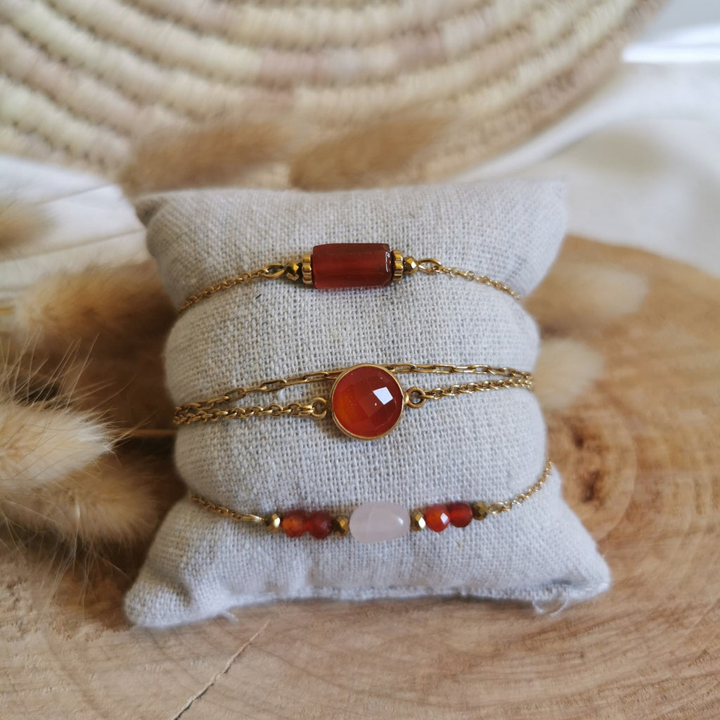 Trio de bracelets : Cornaline