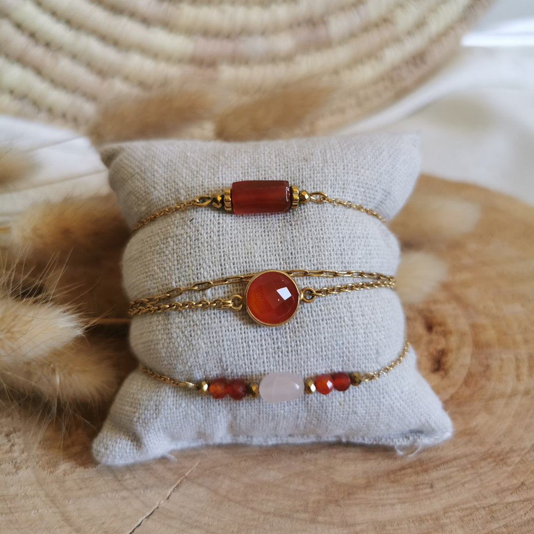 Trio de bracelets : Cornaline