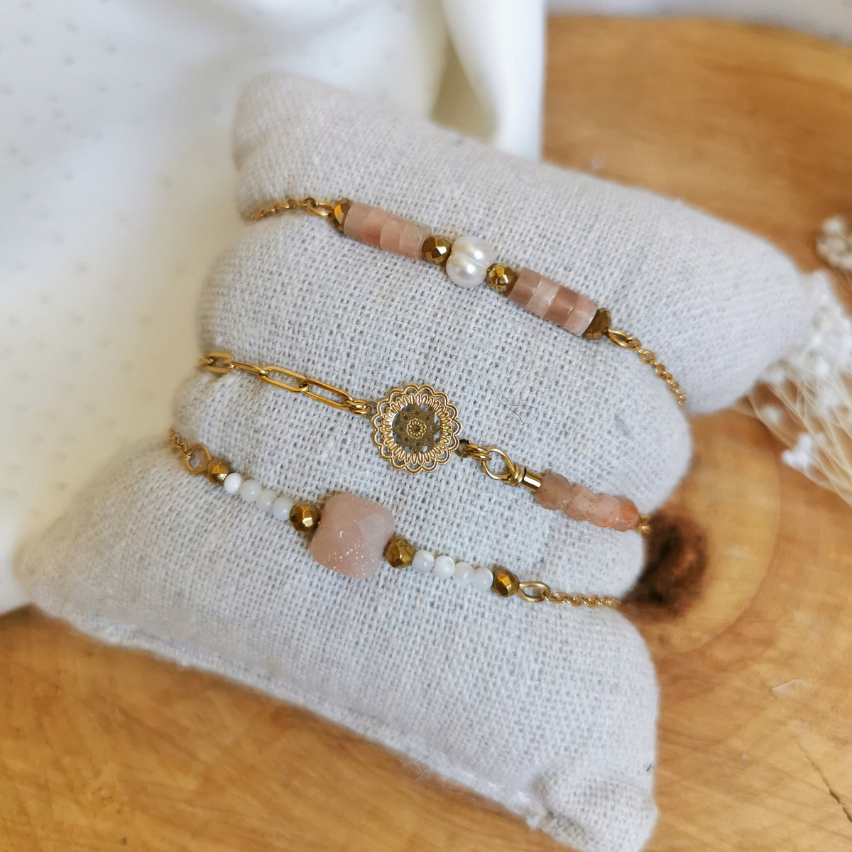 Trio de bracelets : Pierre de soleil