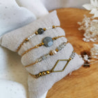 4 bracelets sur chaîne en acier inoxydable avec labradorite nacre et perle d'eau douce
