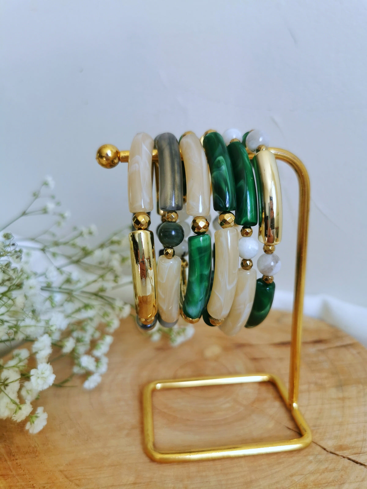 bracelet résine et pierres fines, bijoux fantaisie