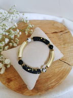 Bracelet fantaisie et tendance et acrylique et pierres naturelles de péristérite