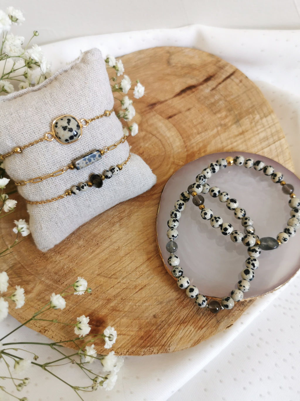 Bracelets " douce harmonie" jaspe dalmatien