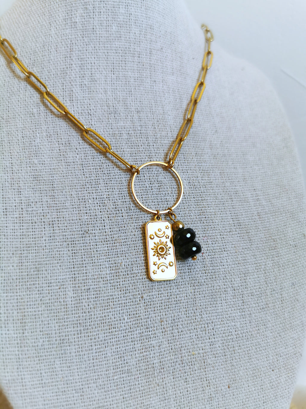 Collier pendentif spirituel avec pierre naturelle onyx