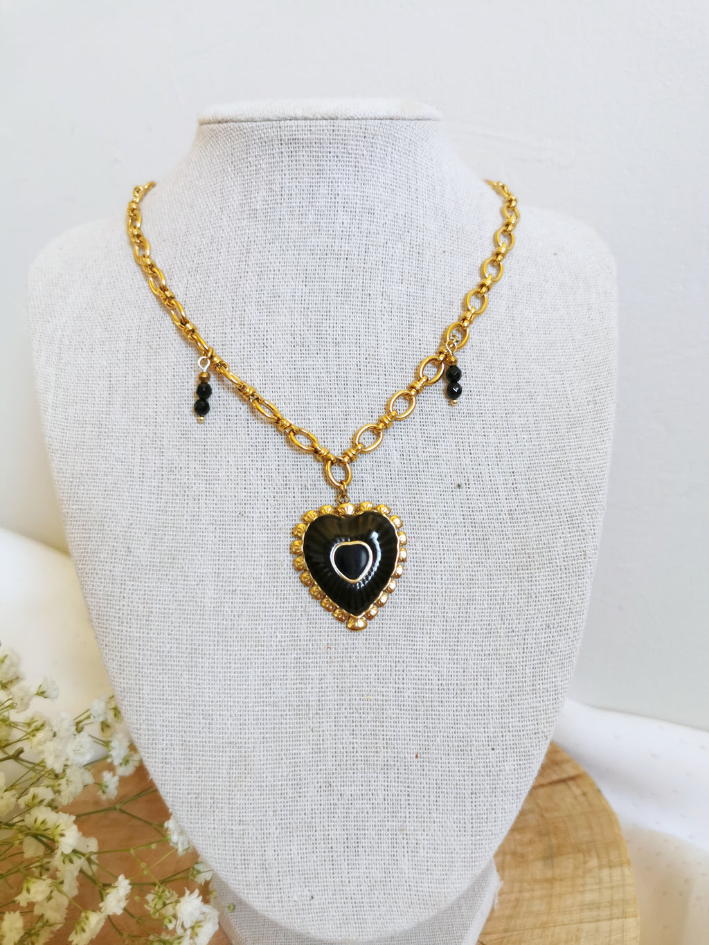 Collier femme en grosse maille acier inoxydable doré, joli collier fantaisie