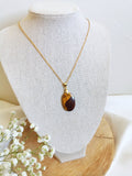 Beau collier avec jaspe mookaite sur chaine acier inoxydable